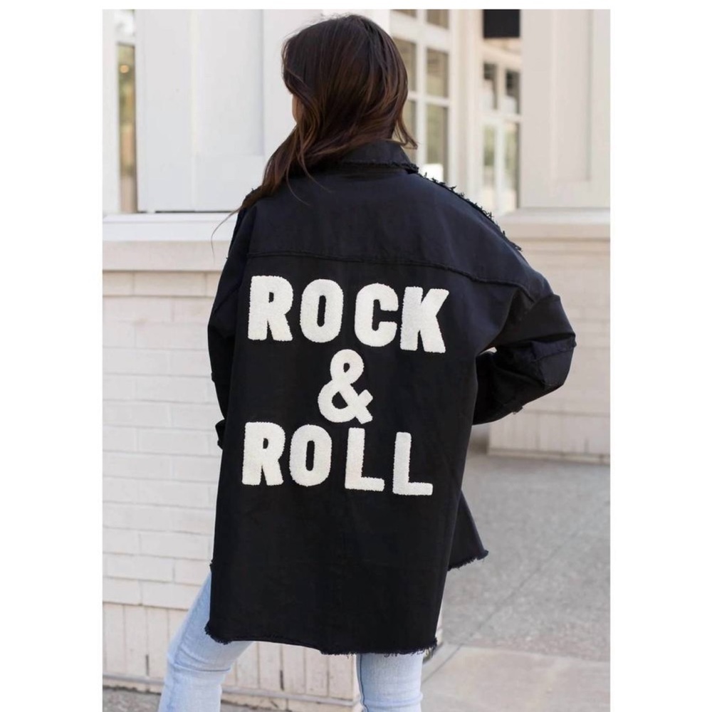 Panache black Rock & Roll black cotton shirt jacket. Size L . New.